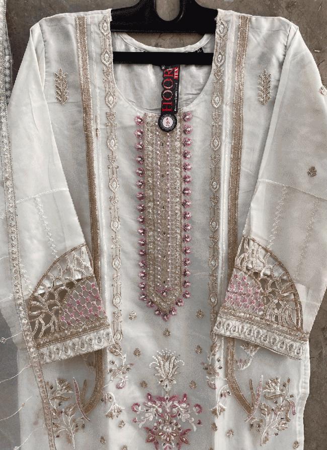 Organza White Traditional Wear Embroidery Work Readymade Pakistani Suit